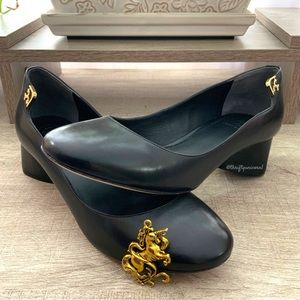 Tory Burch Elizabeth Black Leather Pumps Heels ~ Size 6.5